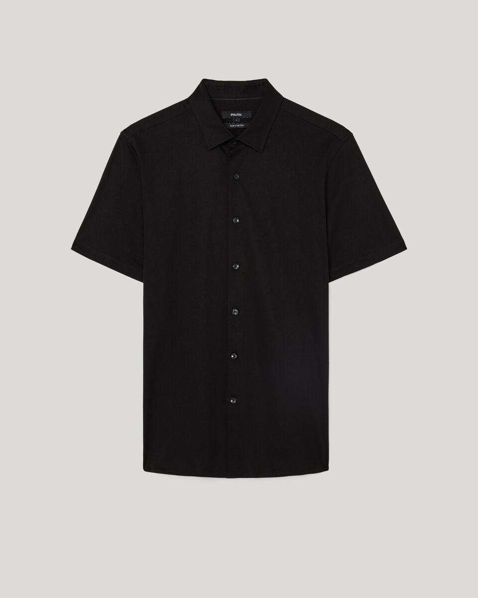 Travel Performance Short Sleeve Shirt, Black, hi-res